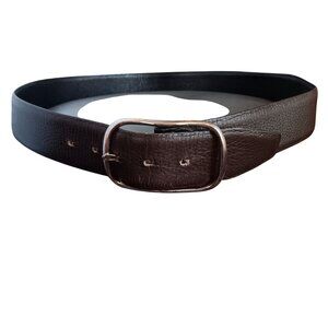 Vintage Men's Belt 40 1970's Reversible Black & Brown Leather Chrome Buckle USA